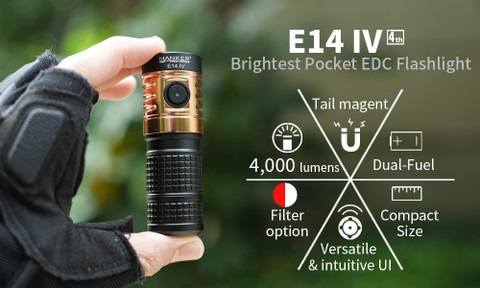 E14 IV Brightest EDC Flashlight - Mankerlight Official