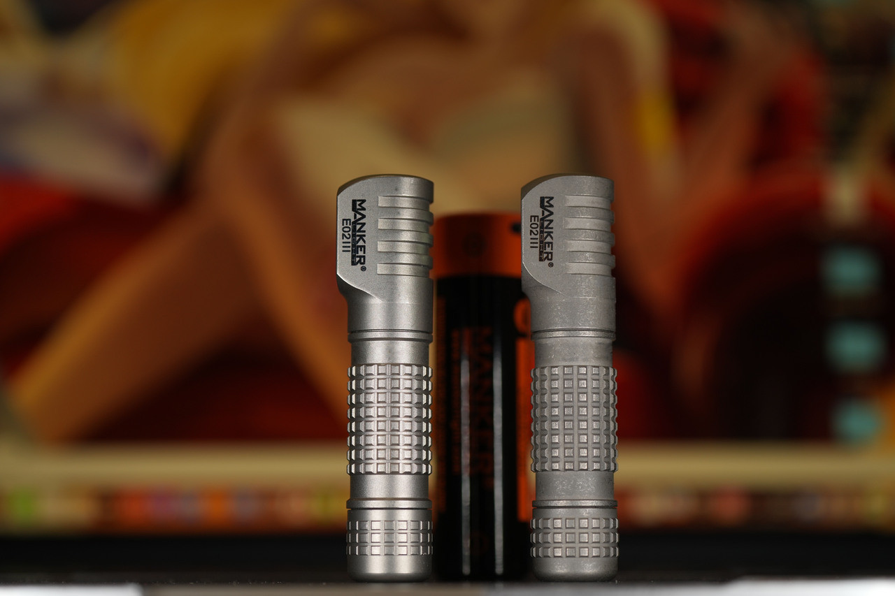 【マンカーライトE02 Ⅲ チタン ストーンウォッシュ】Mankerlight E02 III - Titanium - Small Flashlight - Mankerlight Official