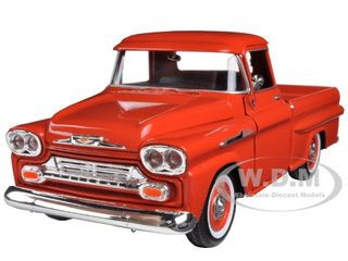 1958 Chevrolet Apache Fleetside Pickup Orange 1/24 Diecast Car Model Motormax 79311