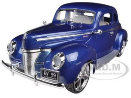  1940 Ford Coupe Deluxe Blue With Custom Wheels 1/18 Diecast Car Model Motormax 79003