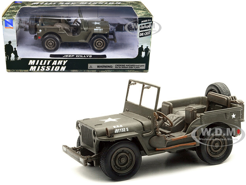 Jeep Willys USA Army Green 1/4 Ton 1/32 Diecast Model New Ray 54133