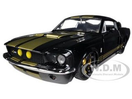 1967 Ford Shelby Mustang Gt-500 Black with Gold Stripes 1/24 Diecast Car Model Jada 90057