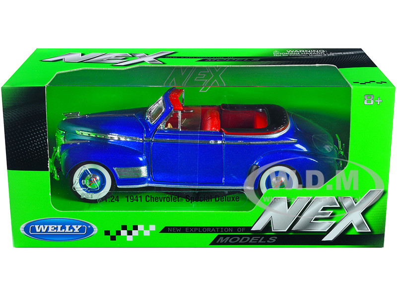 1941 Chevrolet Special Deluxe Convertible Blue 1/24 Diecast Car