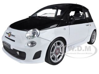 Fiat Abarth 500 White Black 1/18 Diecast Model Car Motormax 79168