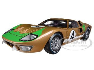 1966 Ford GT-40 MK 2 Gold #4 1/18 Diecast Car Model Shelby