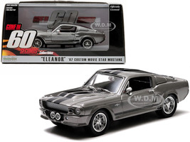 1967 Ford Mustang Custom Eleanor Gray Metallic Black Stripes Gone in 60 Seconds 2000 Movie 1/43 Diecast Model Car Greenlight 86411