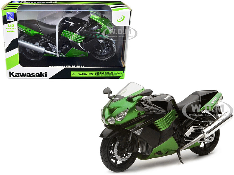 2011 Kawasaki ZX-14 Ninja Green Motorcycle Model 1/12 New Ray 57433B