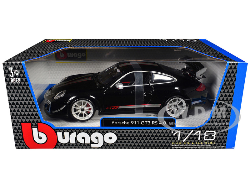 Porsche 911 GT3 RS 4.0 Black 1/18 Diecast Car Model BBurago 11036