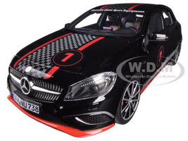 2013 Mercedes A Class Sport Equipment Black with Racing Deco 1/18 Diecast Car Model Norev 183596
