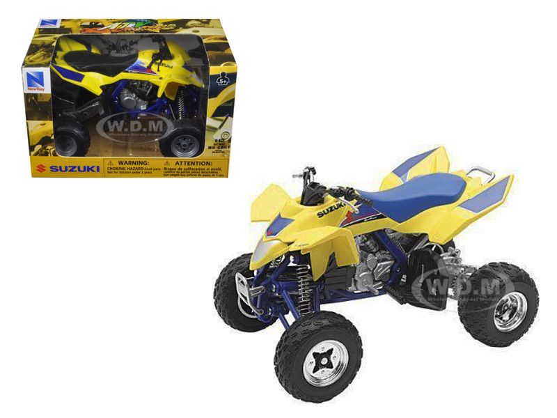 Suzuki Quad Racer R450 Yellow/Blue ATV Motorcycle 1/12 Diecast Model New Ray 43393