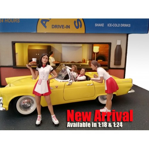 Carhop Waitress Brittany & Grace Set of 2 for 1:18 Models American Diorama 23863 23864