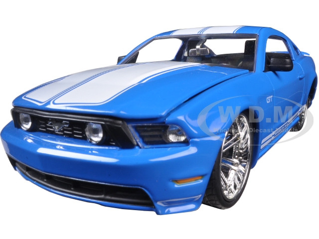 2010 Ford Mustang GT Blue With White Stripes 1/24 Diecast Model
