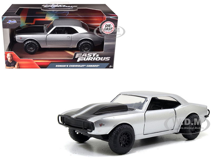 Roman's Chevrolet Camaro Z/28 Silver Black Stripes Fast & Furious 7 2015 Movie 1/32 Diecast Model Car Jada 97186