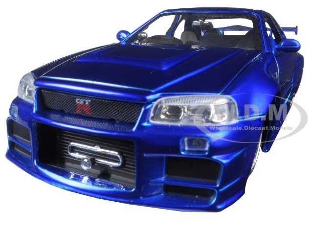 Brian's Nissan GTR Skyline R34 Blue "Fast & Furious" Movie 1/24 Diecast Model Car Jada 97173