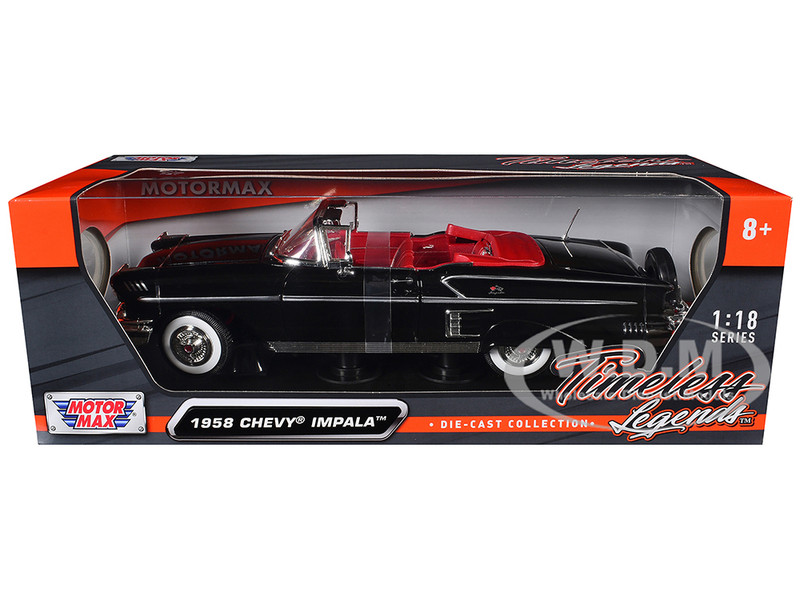 1958 Chevrolet Impala Black Timeless Classics 1/18 Diecast Model
