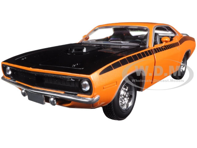 1970 Plymouth Cuda Orange With Black 1 24 Diecast Model Car New