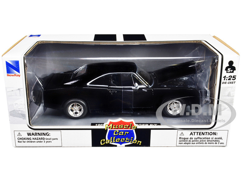 1969 DODGE CHARGER R/T BLACK 1/25 DIECAST MODEL CAR BY NEW RAY