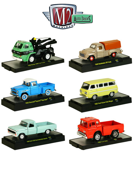 Auto Trucks 6 Piece Set Release 34 IN DISPLAY CASES 1/64 Diecast Models M2 Machines 32500-34