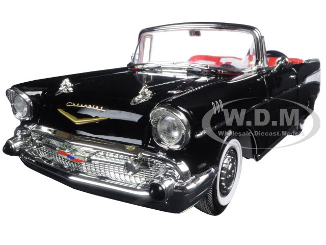 1957 Chevrolet Bel Air Convertible Black 1/18 Diecast Model Car