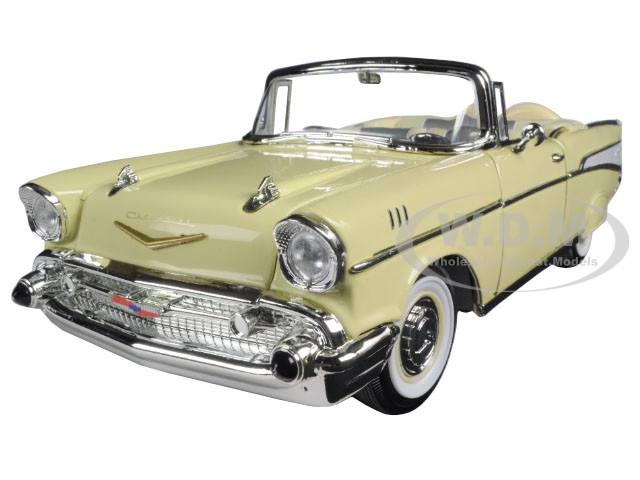 1957 Chevrolet Bel Air Convertible Cream 1/18 Diecast Model Car Road Signature 92108