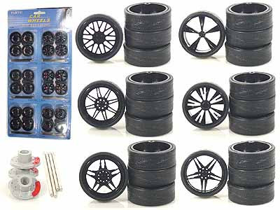 Custom Wheels for 1/18 Scale Cars and Trucks 24pc Wheels & Tires Set 2004B