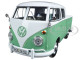 Volkswagen Type 2 (T1) Double Cab Pickup Truck White and Green 1/24 Diecast Model Car Motormax 79343