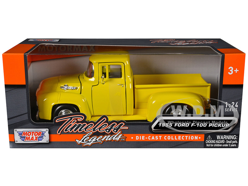 1955 Ford F-100 Pickup Truck Yellow 1/24 Diecast Model Car