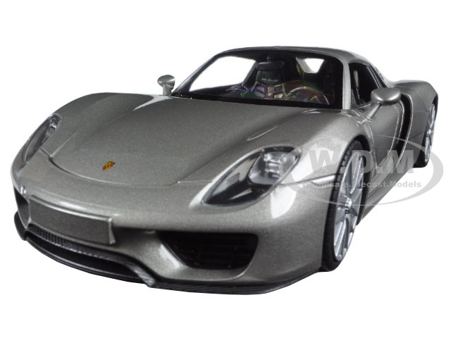 Porsche 918 Spyder Silver Closed Roof 1/24 Diecast Model Car Welly