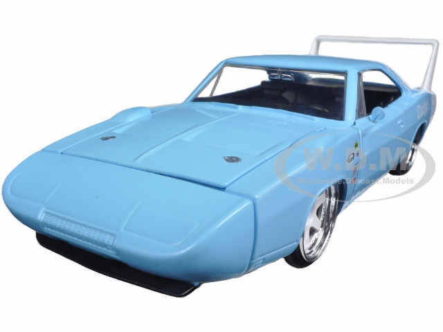 1969 Dodge Charger Daytona Light Blue with White 1/24 Diecast Model Car Jada 98169