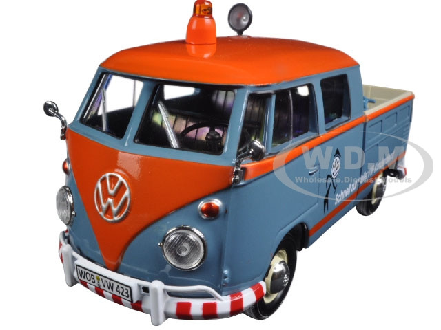 Volkswagen Type 2 (T1) Delivery Pickup Truck Blue/Orange "Kundendienst" 1/24 Diecast Model Car Motormax 79555