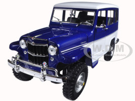 1955 Willys Jeep Station Wagon Blue 1/18 Diecast Model Car Road Signature 92858