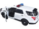 2015 Ford Police Interceptor Utility White with Light Bar and Sound 1/24 Diecast Model Car Motormax 79535