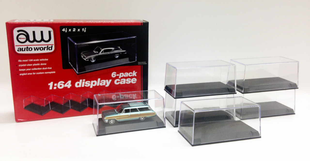 6 Collectible Display Show Cases for 1/64 Scale Model Cars Autoworld