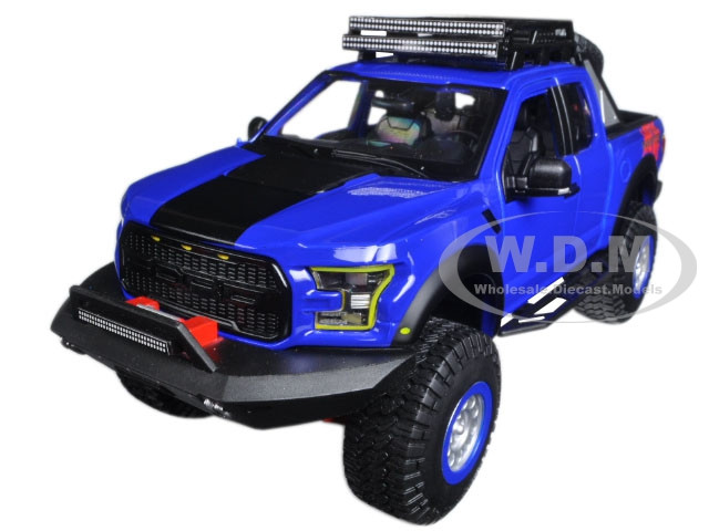 2017 Ford F 150 Raptor Pickup Truck Blue Off Road Kings 124 Diecast Model Car By Maisto