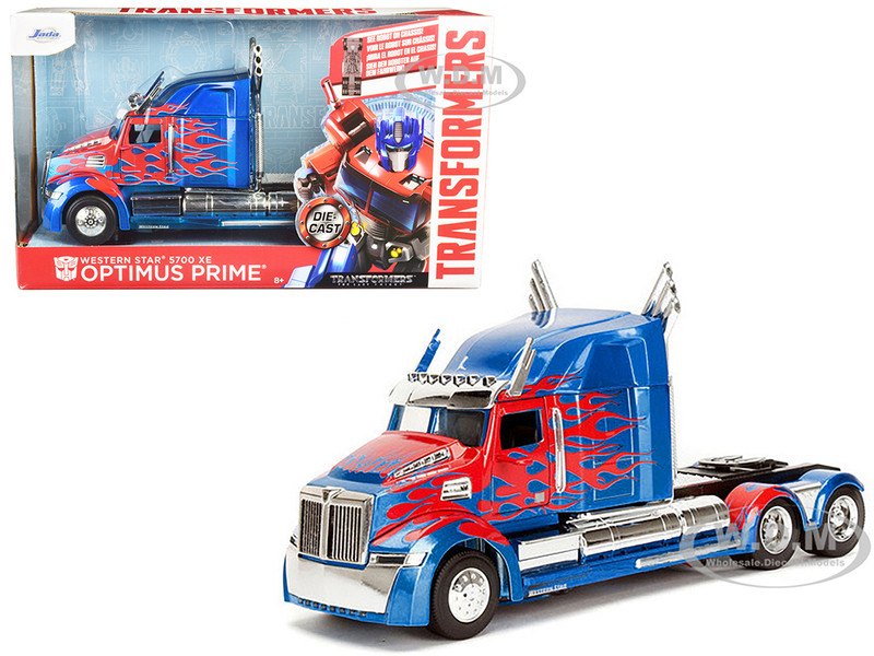 Western Star 5700 XE Phantom Optimus Prime Robot on Chassis Transformers 5 2017 Movie Hollywood Rides Series 1/24 Diecast Model Jada 98403