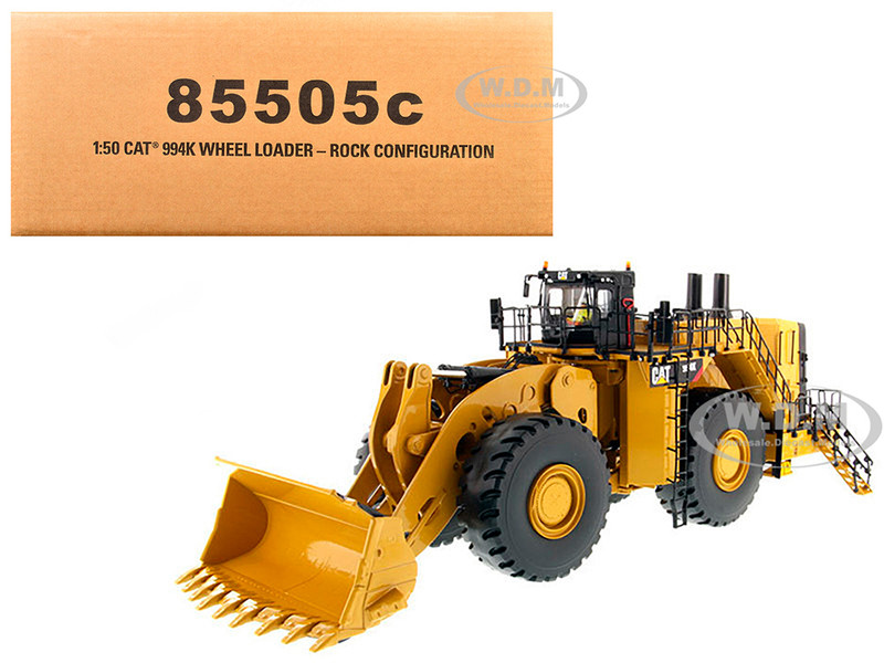 CAT Caterpillar 994K Wheel Loader with Rock Bucket and Operator High Line Series 1/50 Diecast Model Diecast Masters 85505
