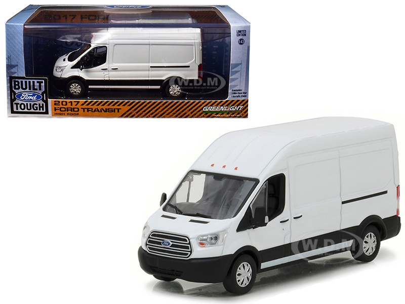2017 Ford Transit LWB High Roof Oxford White 1/43 Diecast Model Car Greenlight 86083