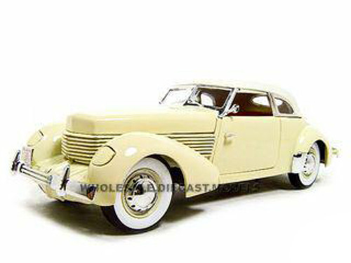 1936 Cord 810 Coupe Yellow Cream Top Red Interior 1/18 Diecast Model Car Signature Models 18108