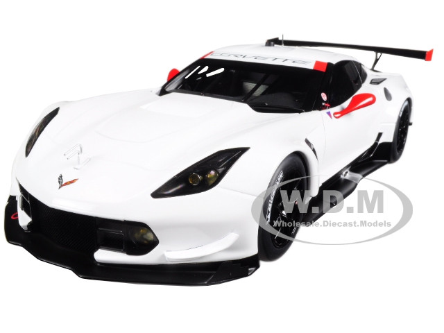 Chevrolet Corvette C7 R Plain White Version with Red Accents 1/18 Model Car Autoart 81650