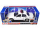 2001 Ford Crown Victoria Police Car Plain White with Flashing Light Bar Front and Rear Lights and Sounds 1/18 Diecast Model Car Motormax 73992