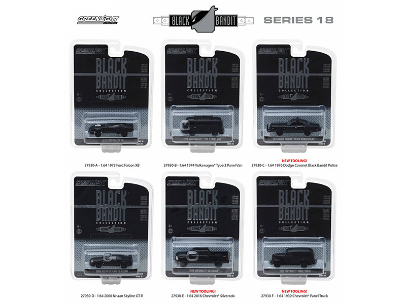 Black Bandit Series 18 6pc Set 1/64 Diecast Models Greenlight 27930