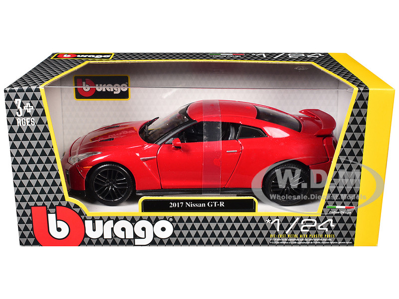 2017 Nissan GT-R R35 Red 1/24 Diecast Car Model BBurago 21082