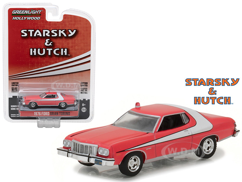 1976 Ford Gran Torino Red with White Stripe Starsky and Hutch 1975 1979 TV Series Hollywood Series Release 18 1/64 Diecast Model Car Greenlight 44780 A