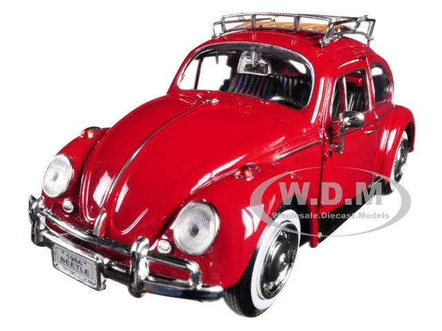 1966 Volkswagen Classic Beetle Red 1/24 Diecast Car Model Motormax 79558 79559
