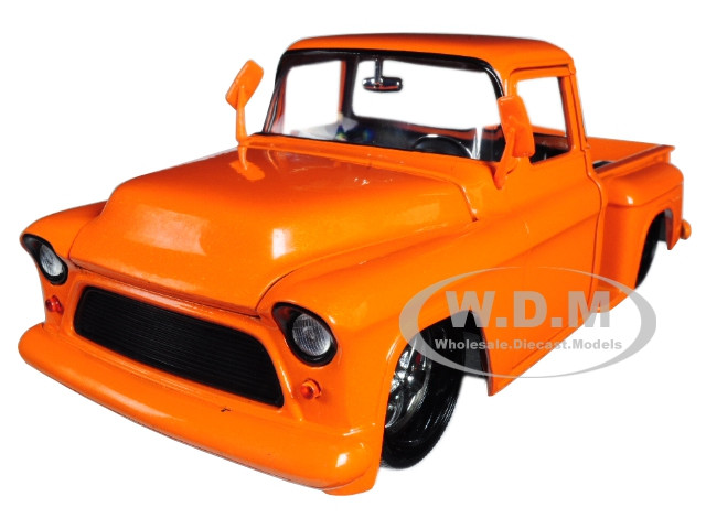 1955 Chevrolet Stepside Pickup Truck Orange 1/24 Diecast Car Model Jada 99040