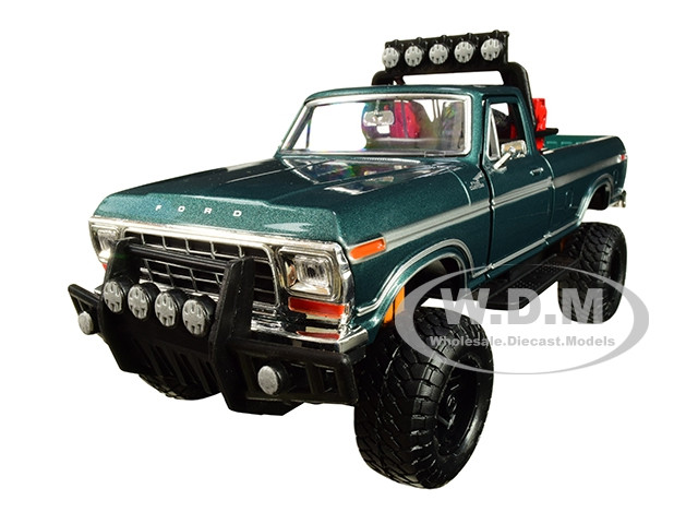 1979 Ford F-150 Custom Pickup Truck Off Road Green 1/24 Diecast Model Motormax 79138