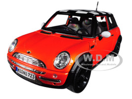 Mini Cooper Orange Metallic Check Roof 1/18 Diecast Model Car Maisto 12034