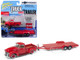 1950 Chevrolet Pickup Truck Gloss Red Open Car Trailer Limited Edition 6016 pieces Worldwide Truck and Trailer Series 2 Chevrolet Trucks 100th Anniversary 1/64 Diecast Model Car Johnny Lightning JLSP018
