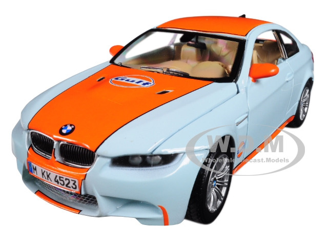 BMW M3 Coupe Gulf Light Blue Orange Stripe 1/24 Diecast Model Car Motormax 79644