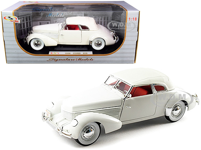 1936 Cord 810 Coupe White Red Interior 1/18 Diecast Model Car